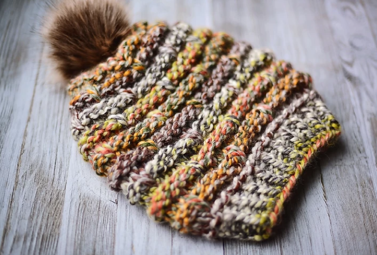 crochet multi colored beenie hat