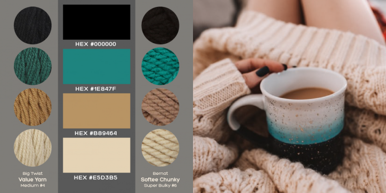 yarn color palette from the warm & cozy palette collection
