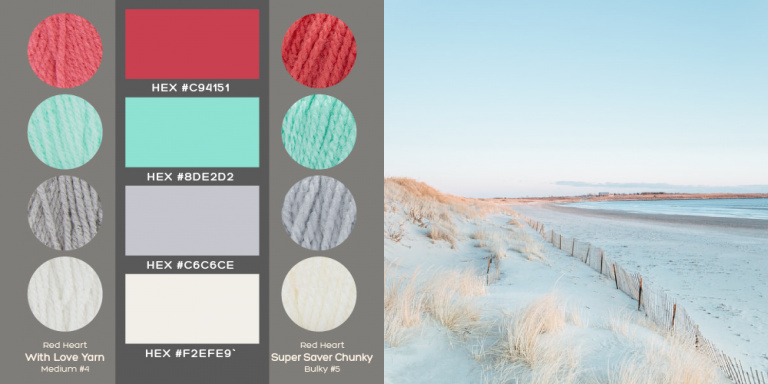 Yarn color palette from the seaside palette collection
