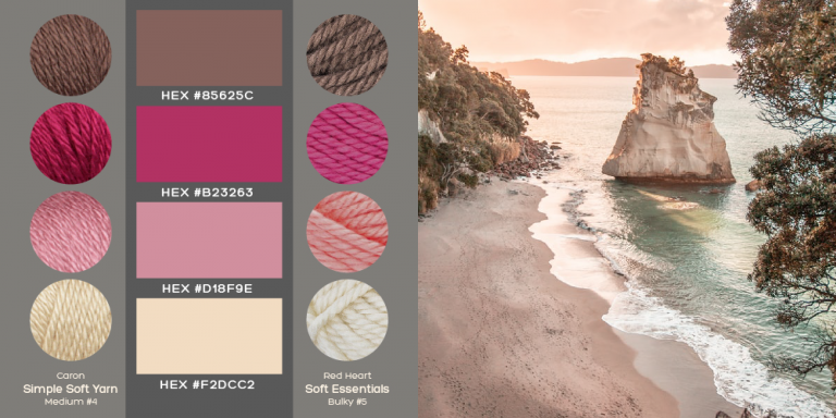 Yarn color palette from the seaside palette collection