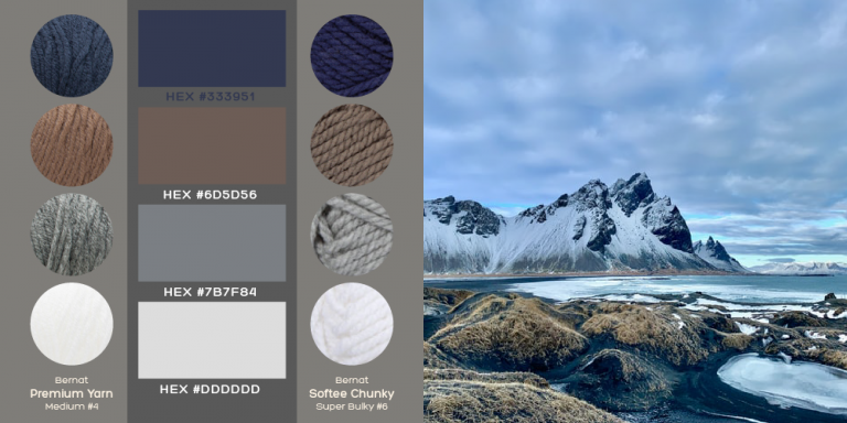 Yarn color palette from the seaside palette collection
