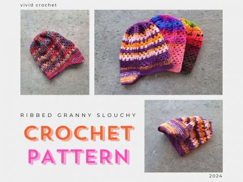 CROCHET PATTERN ❘ Ribbed Granny Slouch Hat Crochet Pattern