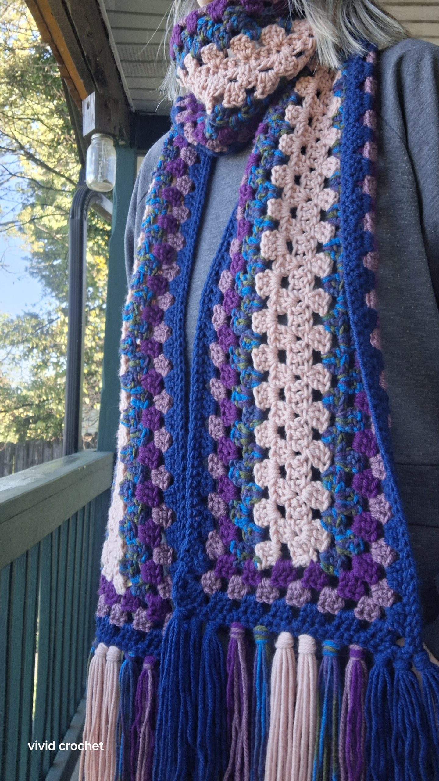 PATTERN | Granny Slouch Scarf Crochet Pattern | Slouchy Crochet Scarf with Fringe - Image 6